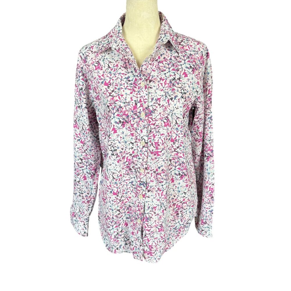Banana Republic Dillon pink and white floral long sleeve button down shirt S